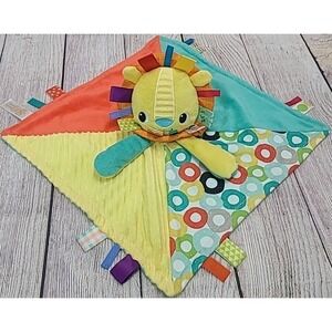 Bright Starts Taggies Plush Lion Baby Lovey Security Blanket 14" x 14"